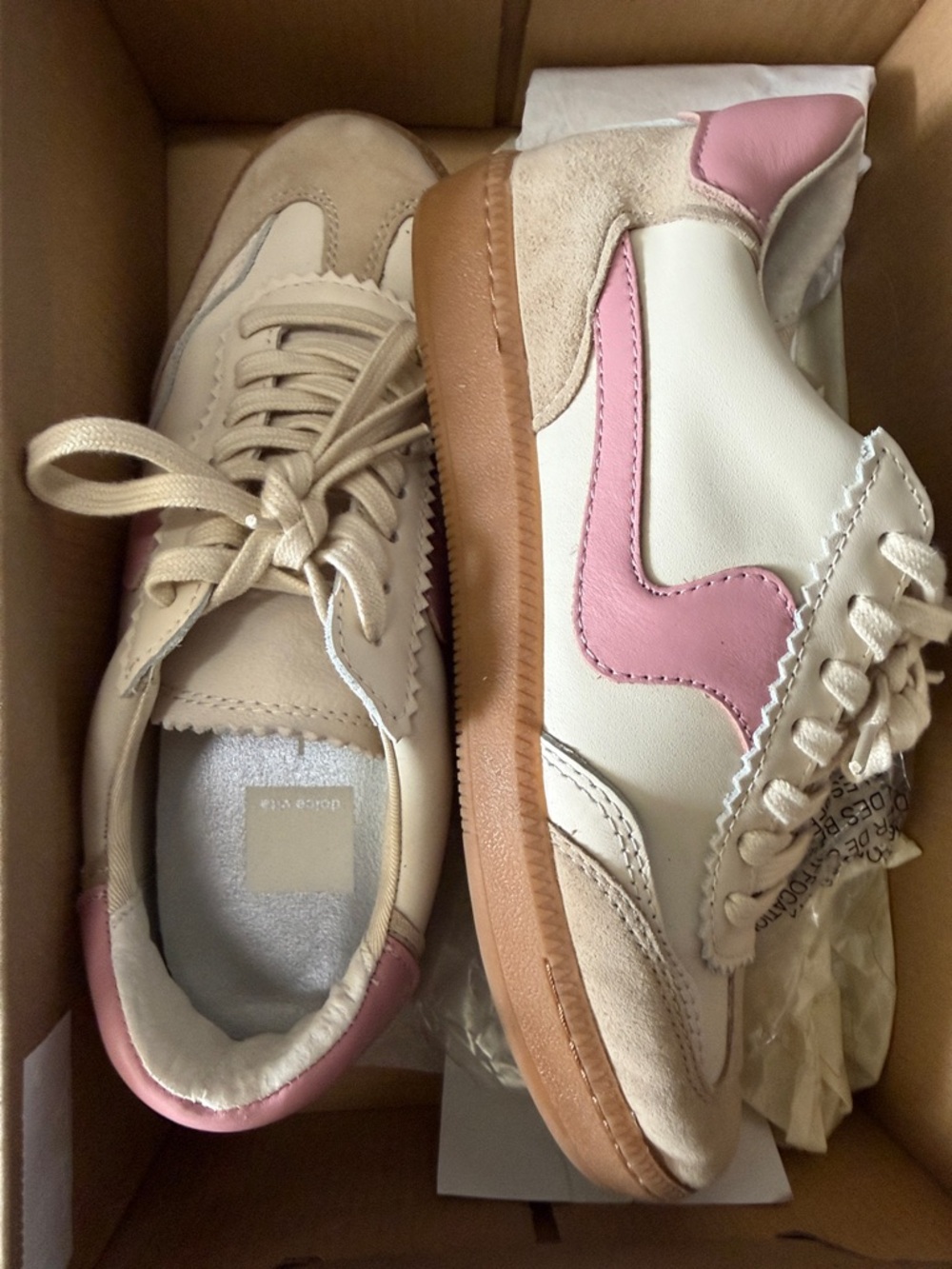 Dolce Vita Notice Sneakers Cream and Pink - Picture 4 of 6
